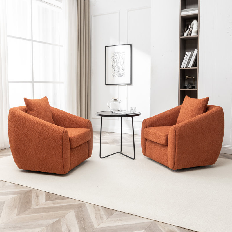 Duston 32'' Wide Upholstered Swivel Chair, Orange