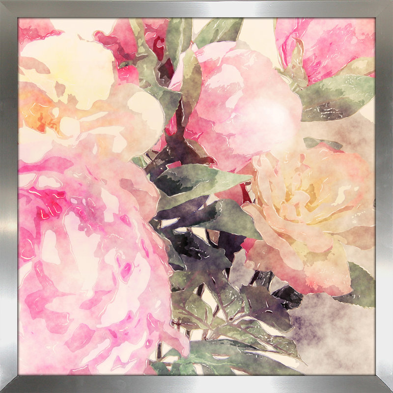 « rose floral », reproduction d’art encadrée, H 35 po x l 35,5 x P 0,75 po