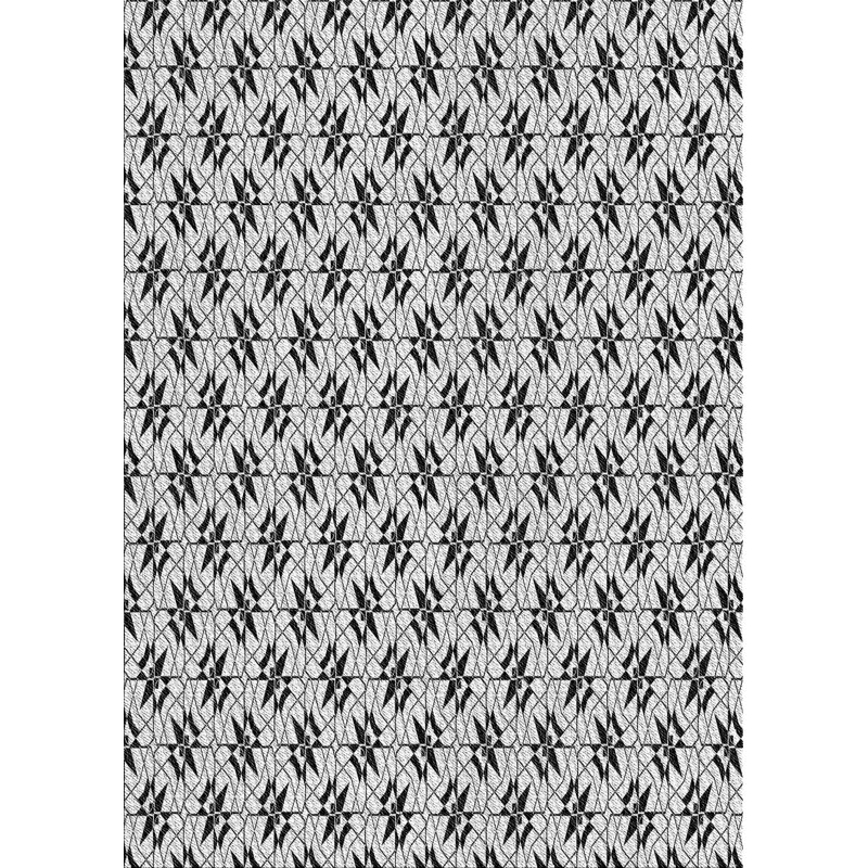 Tapis noir/blanc à motifs, Rectangle 3 pi x 5 pi