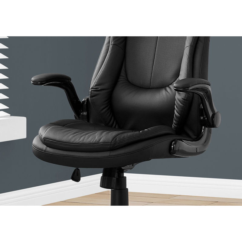 Office Chair, Adjustable Height, Swivel, Ergonomic, Armrests, Computer Desk, Work Leather Look Metal