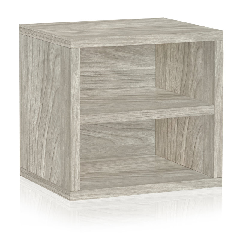 Digby Eco Stack Cube Bookcase With Shelf, Aspen Grey, Aspen Grey