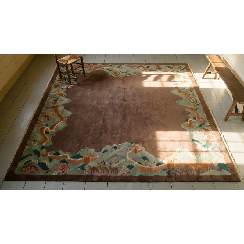Antique Wool Brown Earth Tone Hand Knotted Pile Rug
