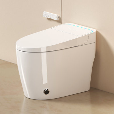 Smart Bidet Toilet Ipx4 Waterproof, Auto Open Close Lid, Powerful Flushing System, Warm Drying Temperature Control, Remote Control Smart Sensor One Piece Smart Toilet