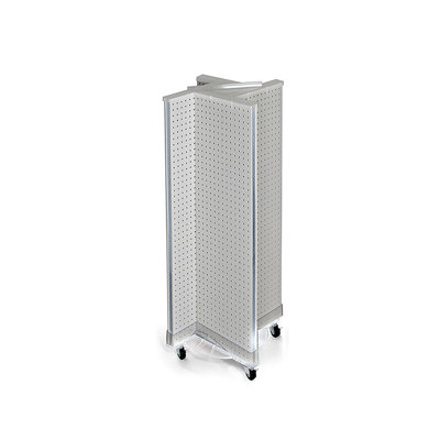 Pinwheel Pegboard Floor Display on Revolving Base. Spinner Rack Stand. Panel Size: 13.5"W x 44"H
