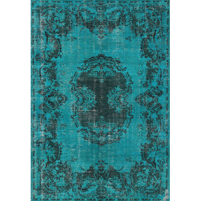 Tapis décoratif bleu en laine de style oriental khachadur