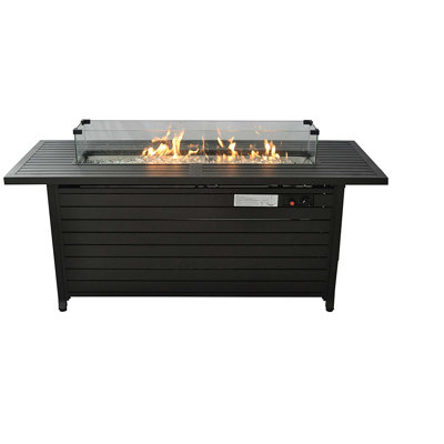 50000Btu Rectangular Fire Pit Table, 57 In Propane, With Lid & Wind Guard, , Bronze Steel, Transform Your Garden Into A Magical Place Backyard Deck Patio Camping Party Propane 50000Btu, Create Serene