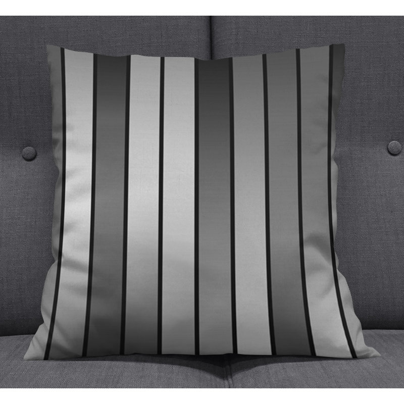 Throw Pillow With Insert, Gray Striped 2, 18"H x 18"W
