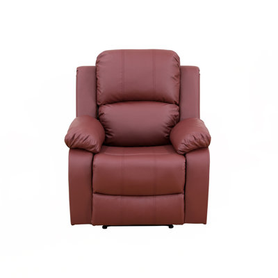 Red Semi PU & PVC Living Room Unit Sofa, Breathable Leather Convertible Sofa With Solid Wood Frame, Double Layer Springs, Adjustable Reclining Sofa Bed For Sleeping, Ergonomic Lumbar Support, 100,000 Scratch-Resistant