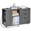 Classeur mobile 3 tiroirs en bois avec multiprise gris