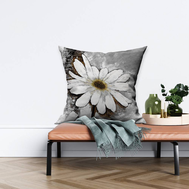Abstract daisy - 26"x26" Throw pillow - Poly twill - Print on demand, 26" H x 26" W