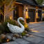 12,6 po de haut Statue de cygne en résine avec pot de fleurs et sculpture de plumes