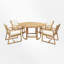 Ensemble de salle à manger pour 4 personnes en bois avec table ronde et trou pour parasol, coussins inclus-114764183