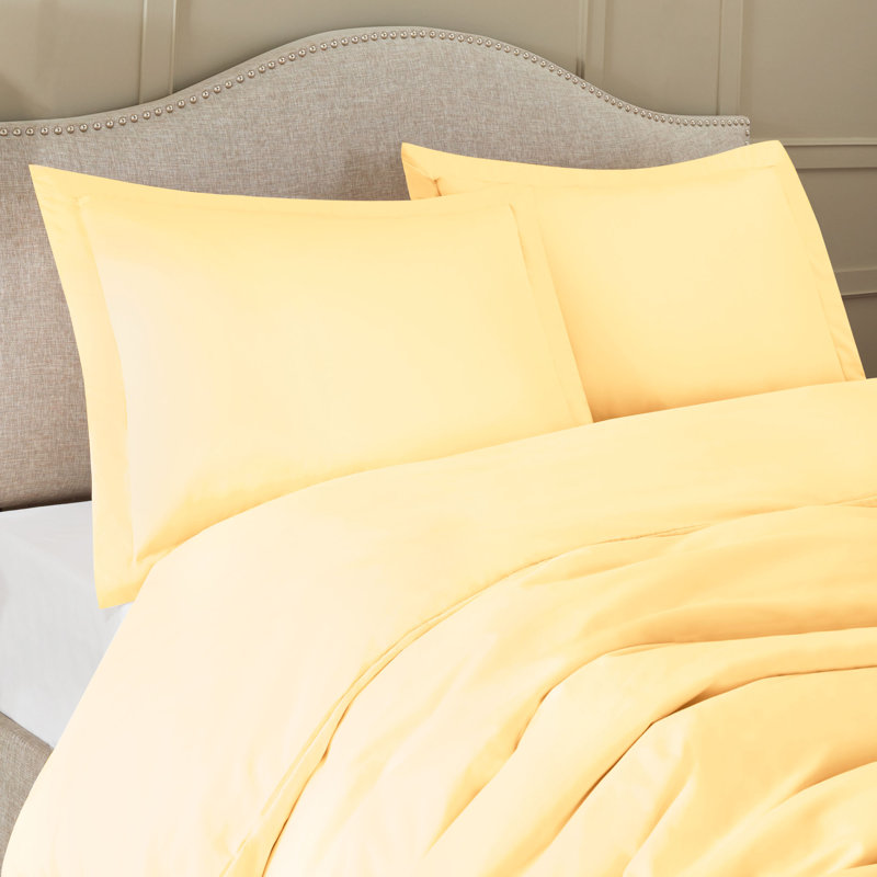  Ensemble de housse de couette ultra-doux, Jaune vanille, Housse simple + 1 taie décorative