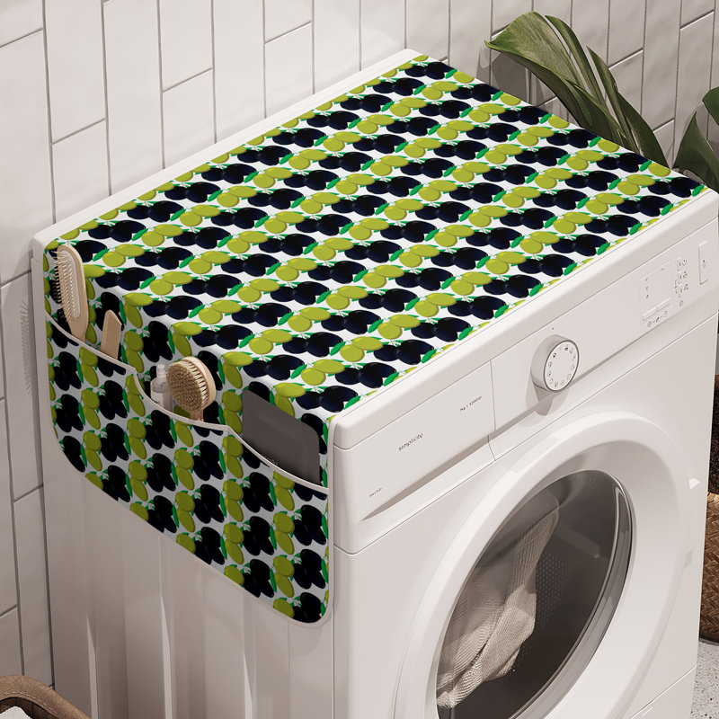 East Urban Home Olive Green Washing Machine Organizer Pack of 2 47" x 18.5" Dark Night Blue Yellow