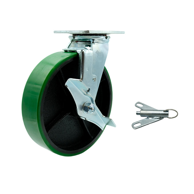 Poly on Cast Iron Caster, Green