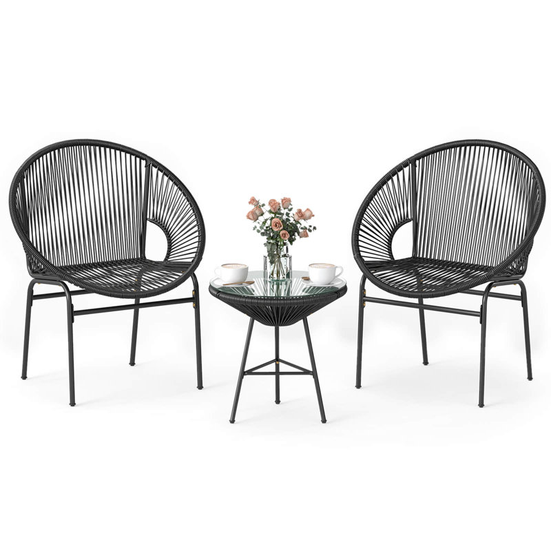 Olsson 2 - Person Patio Dining Set with Round Table, Black
