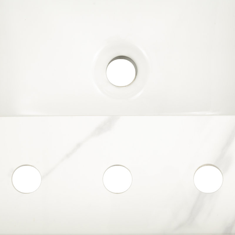 37 in. White Marble Bathroom Vanity Top with Single Sink