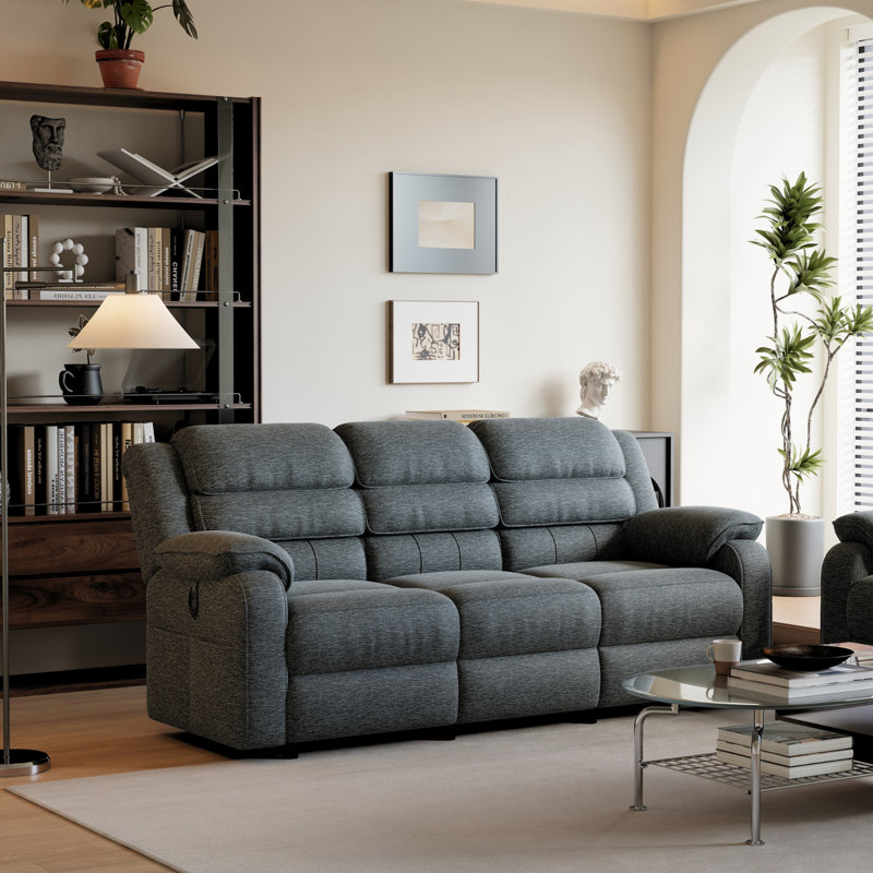 79" Wide 3-Seater Power Reclining Sofa with Dual Motorized Recliners, Gray