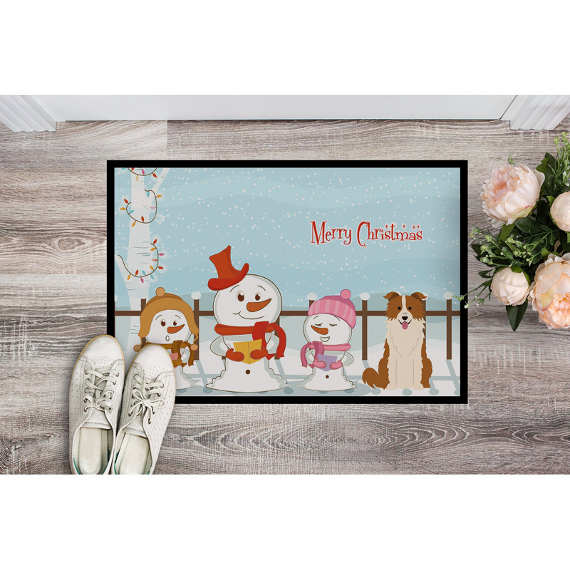 Paillasson Burlap Merry Christmas, Rectangle 2 pi x 3 pi, Rouge / Blanc