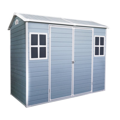 8 ft x 4 ft Outdoor Storage Shed with Two-Window and Double-Door, Plastic Shed with Floor for Gargen,Patio,Yard,Lawn