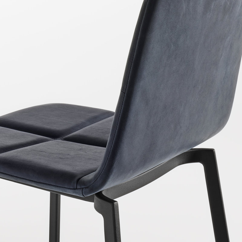 Between Us Upholstered Stool with Metal Frame, Black, Counter Stool (26" Seat Height), Ink Genuine Leather