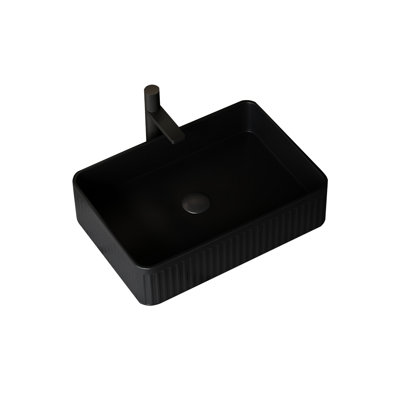 20'' Rectangular Black High - Quality Ceramic Vessel Bathroom Sink Without Faucet, Easy To Clean Surface Quality, No Water Retention Trouble Striped Matte Modern Style Appeal, Accumulation