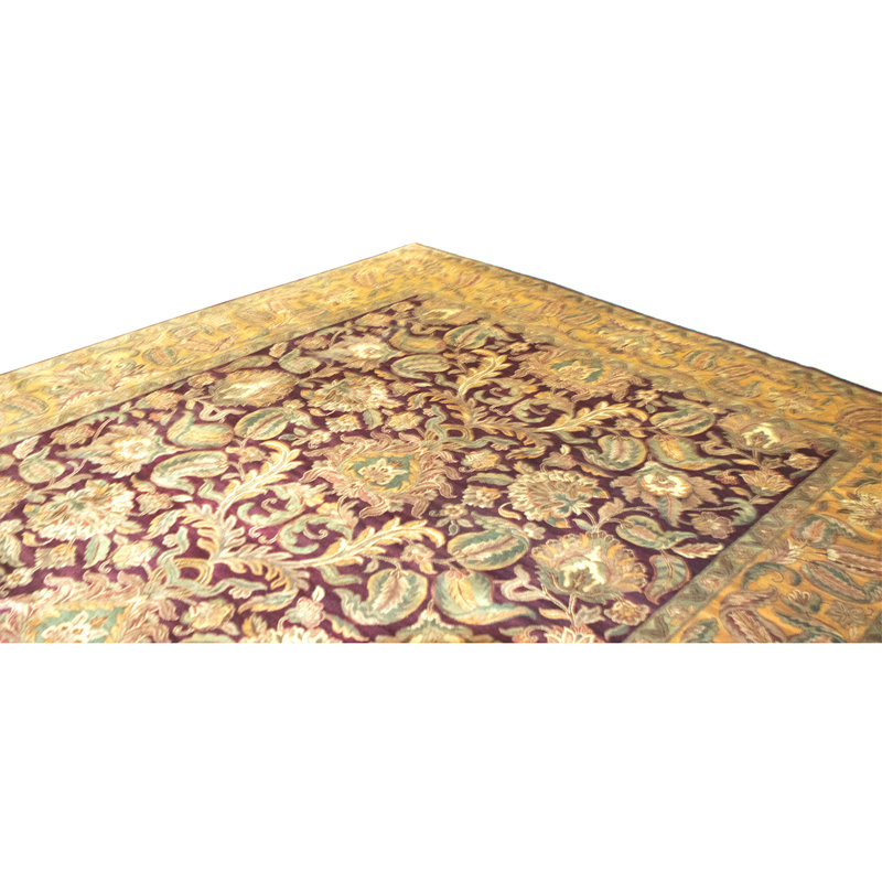 Hand Knotted Wool Oriental Area Rug in Red And Gold