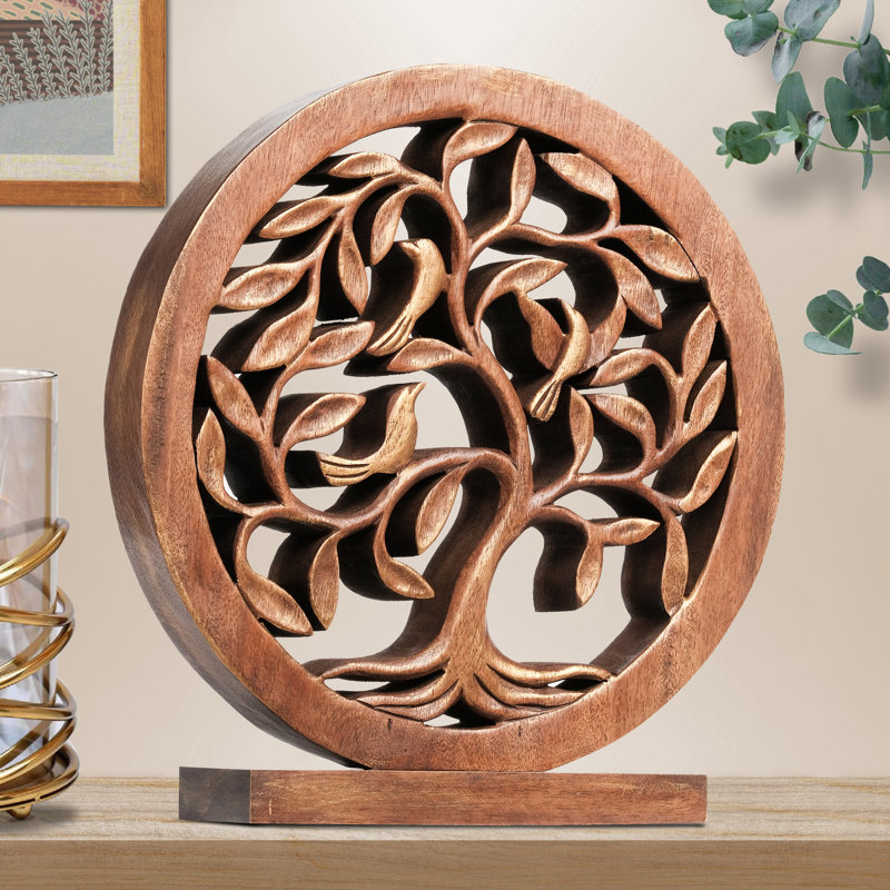 Sculpture d'arbre en bois faite à la main Trevose - Décoration en bois massif pour la maison, le salon et les cadeaux de Noël