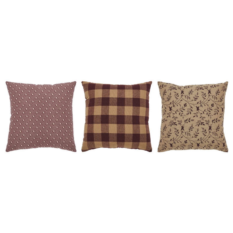 Pip Vinestar Burgundy Cotton Square Throw Pillow Set