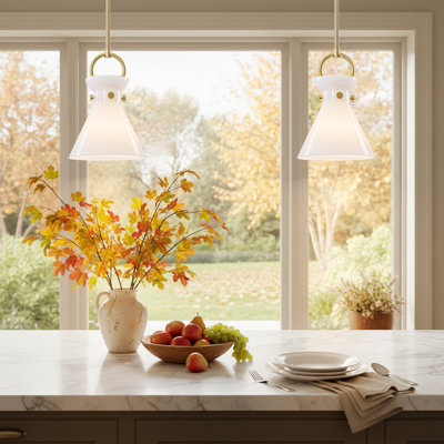 1-Light LED Modern Opal Glass Pendant Light for Dining Room