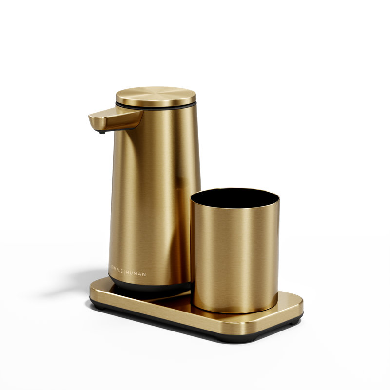sensor pump foam + caddy + cup, brass stainless steel, Brass