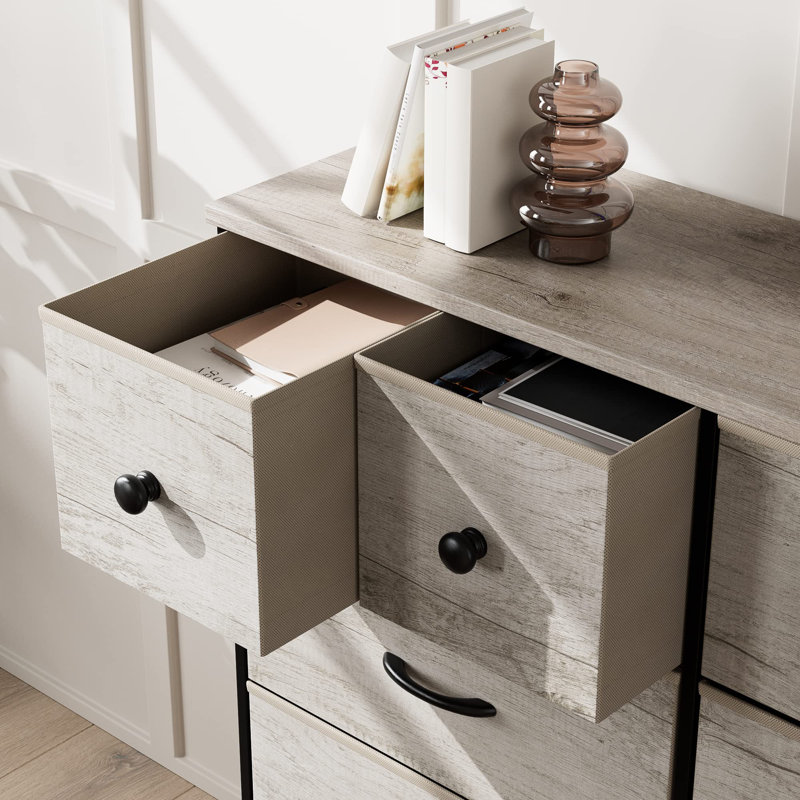 Commode double 10 tiroirs l 39,4 po, Bois clair