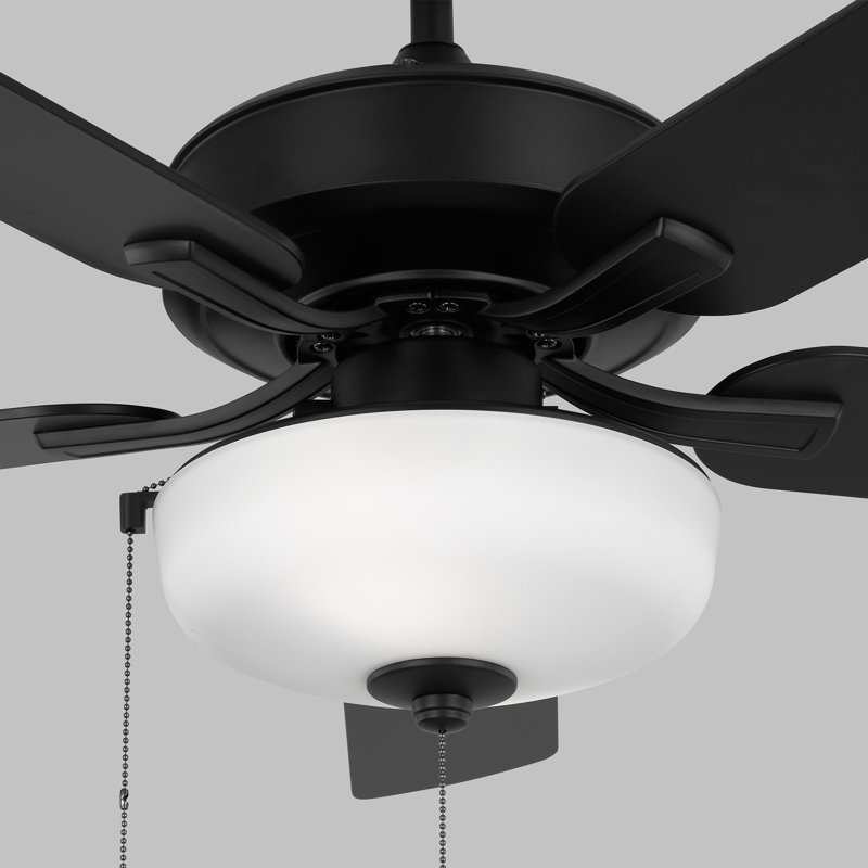 52'' Ceiling Fan with LED Lights, Midnight Black, Midnight Black/American Walnut