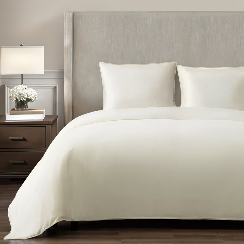 Silken Sateen TENCEL Duvet Cover Set , King, Ivory