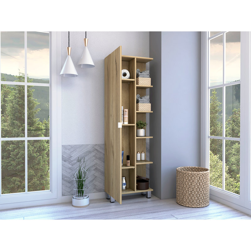 Armoire à linge à 5 tablettes, Chêne
