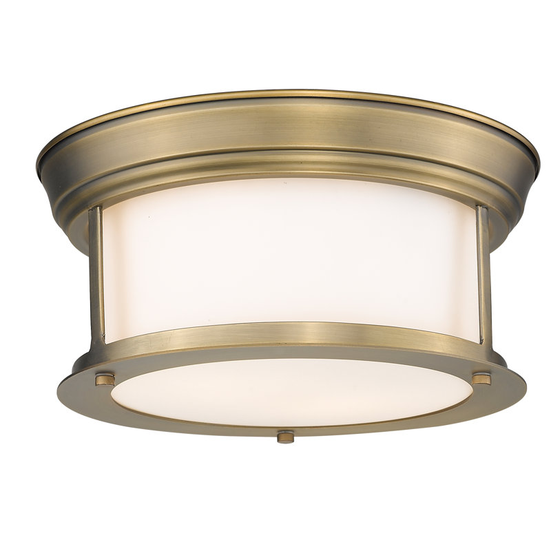 Plafonnier encastré 2 lumières Canale, Laiton héritage, H 5,5 po x l 11 po x P 11 po