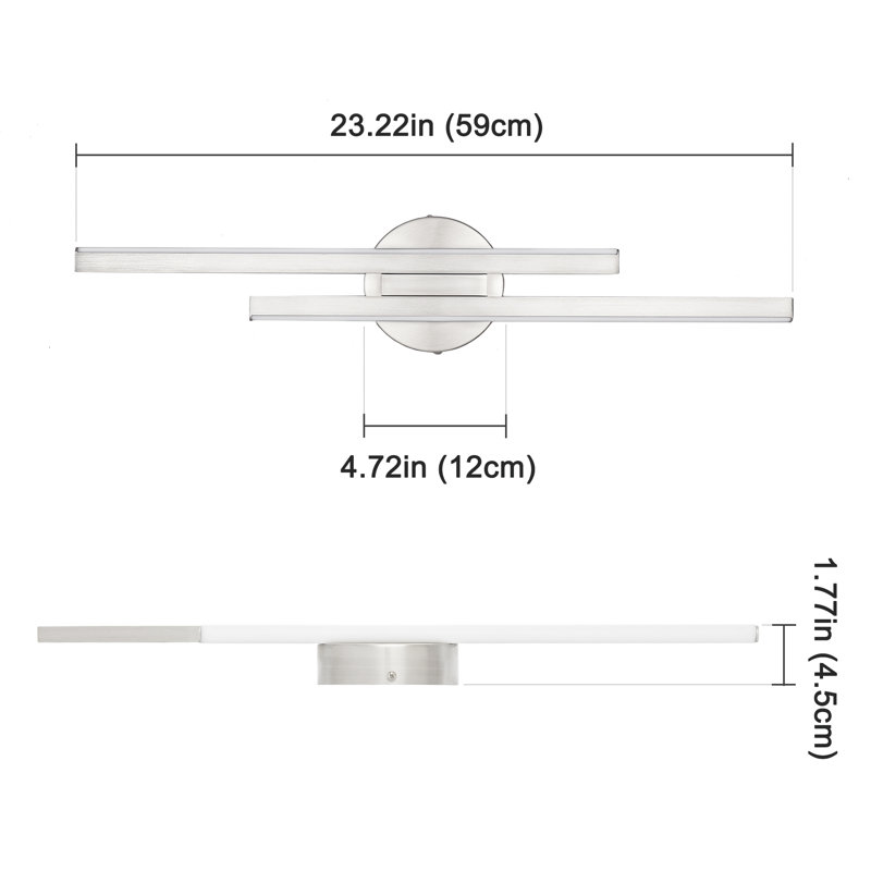 Doreena 3 Color Temperature Adjustable Dimmable LED Vanity Light, Brushed Nickel, 3000K