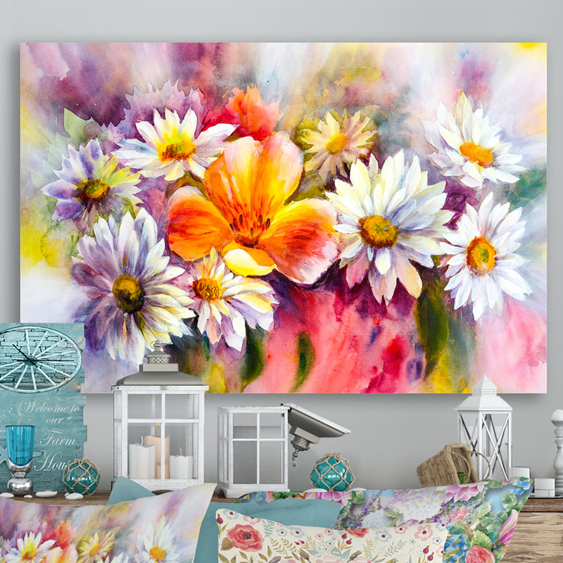 «Bright Bouquet Of Spring Flowers II», reproduction sur toile, H 24 po x l 36 po x P 1 po, Toile tendue