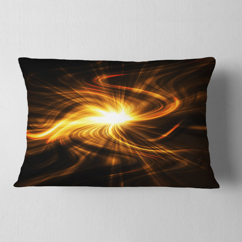 Explosion de feu en noir - coussin imprimé abstrait, Rectangulaire, 12 po x 20 po
