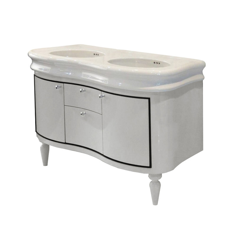 Lirico 44'' W Double Bathroom Vanity Base, Ardesia (Black Trim)