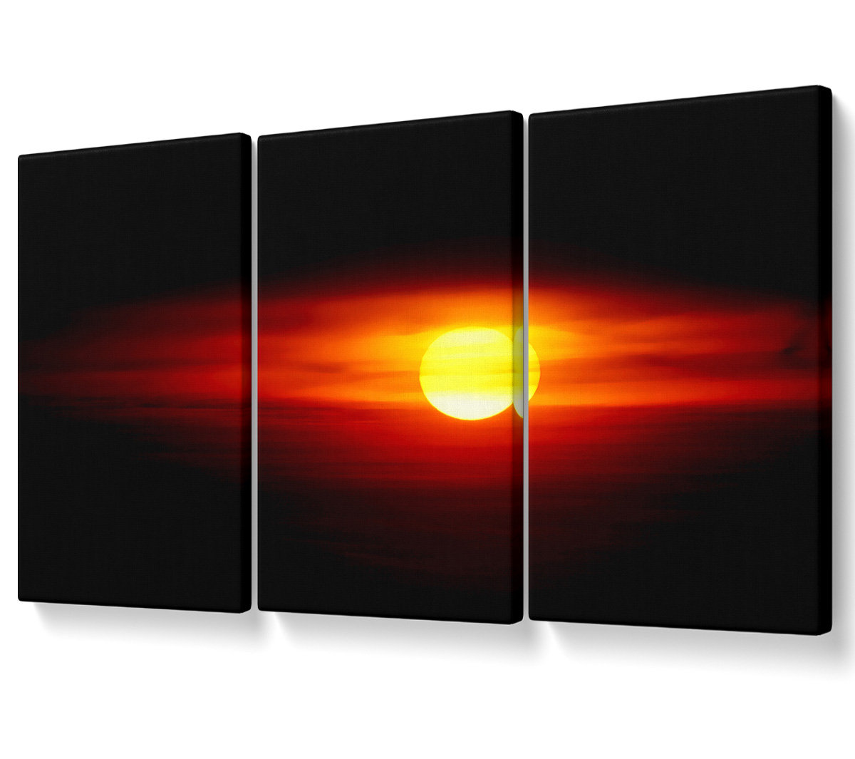 Ebern Designs Energy of the Sun - 3 Piece Wrapped Canvas Graphic Art ...