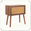 Table de chevet pivotante à compartiment caché Mid-Century Rattan Wood
