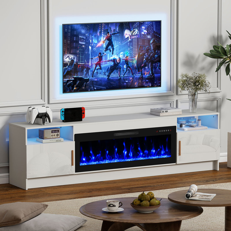 80" Electric Fireplace TV Stand , White