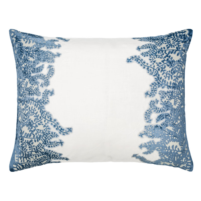 Ferns Floral Linen Throw Pillow, Azul, Rectangle 16"H x 20" W