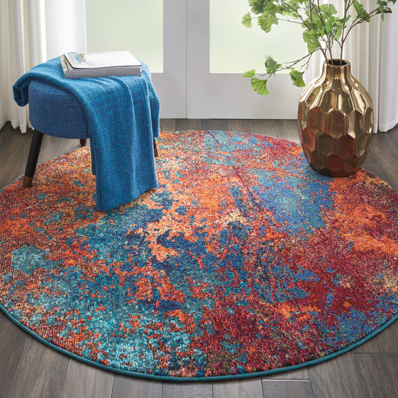 Tapis bleu moderne Enoch, Rond 4 pi