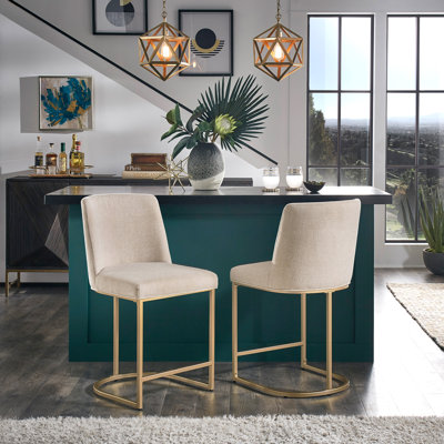 Upholstered Counter Stool with Metal Frame