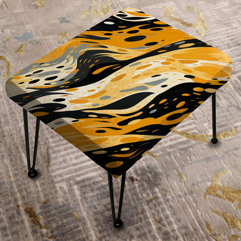 Jaune et noir Painterly Cheeta Print - Repose-pieds rectangulaire avec imprimé animal