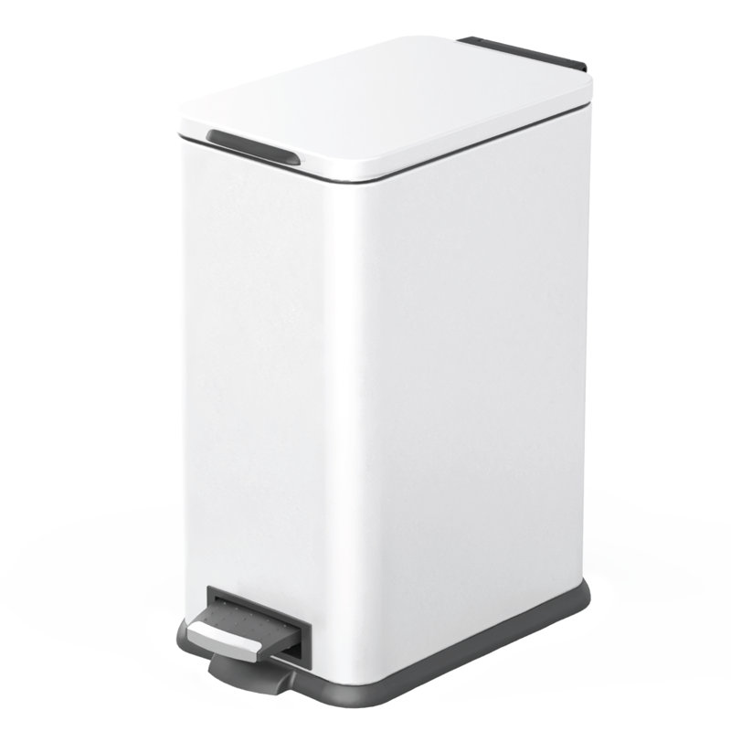 Slim White Stainless Steel 4.4 Gallon Kitchen Trash Can
