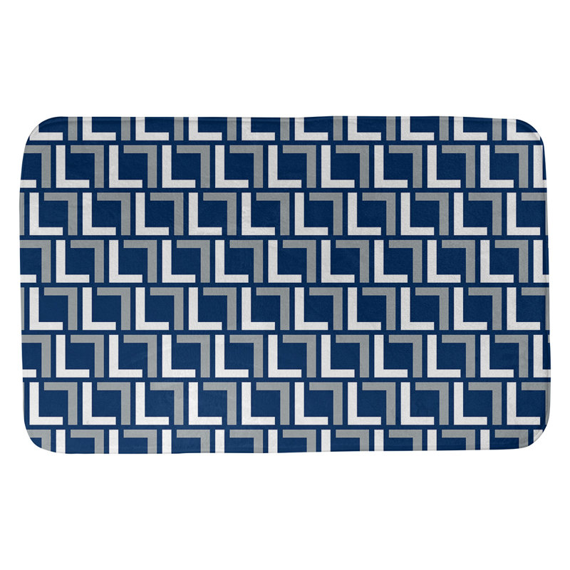 Tapis pour salle de bain Baltimore, l 17 po x L 24 po, Bleu bolide / blanc / gris