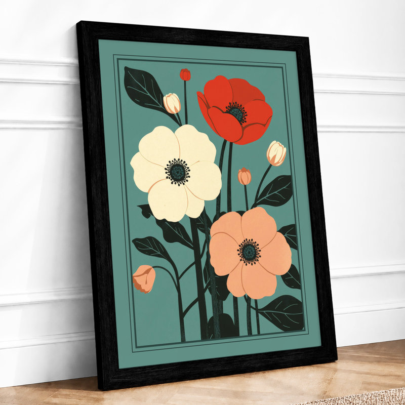 Stylised Flower Stems Botanical - Print, A1 - 84.1 x 59.4 cm, Black